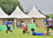 Meski di Guyur Hujan Pertantingan Rugby Jabar Vs Papua Berlangsung Seru